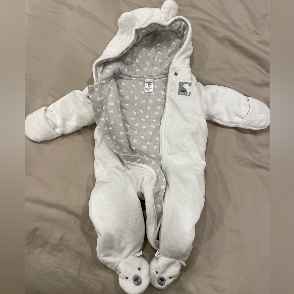 Gray and White Bear Hugs Baby Outfit Carters 3-6 months